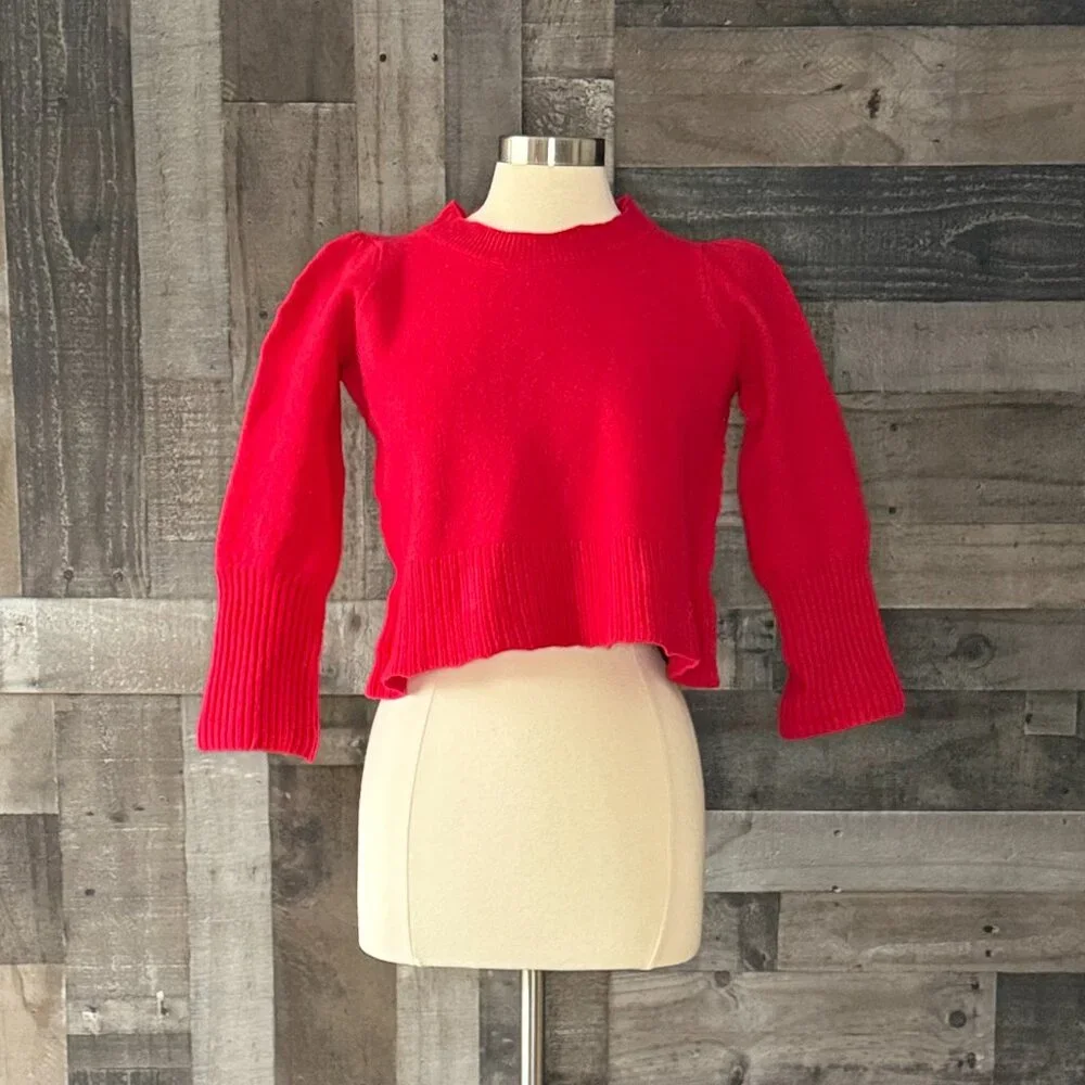 Hill House red wool cropped sweater large preppy academia minimalist gorpcore